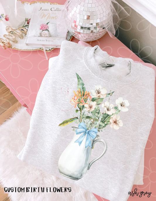 Custom Birth-flower Vase DTF Transfer