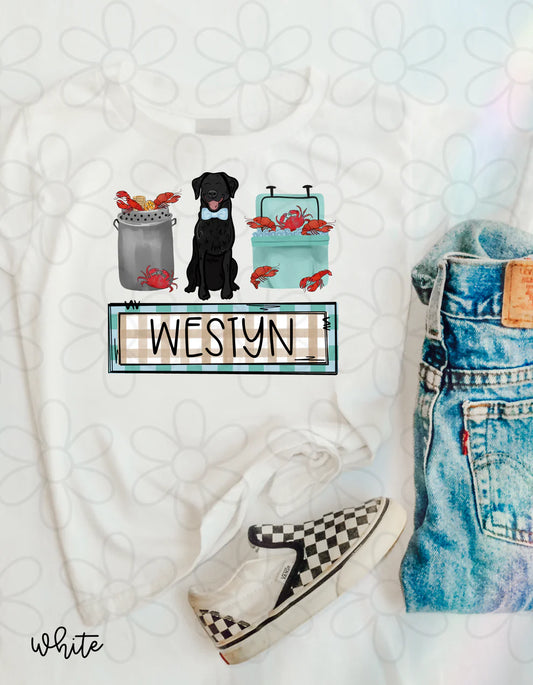 Custom Crawfish Boil Black Dog DTF Transfer