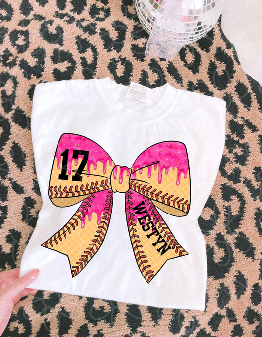 Custom Drip Baseball Bow DTF Transfer