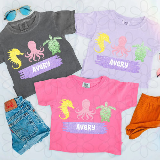 Custom Glitter Sea Animals DTF Transfer