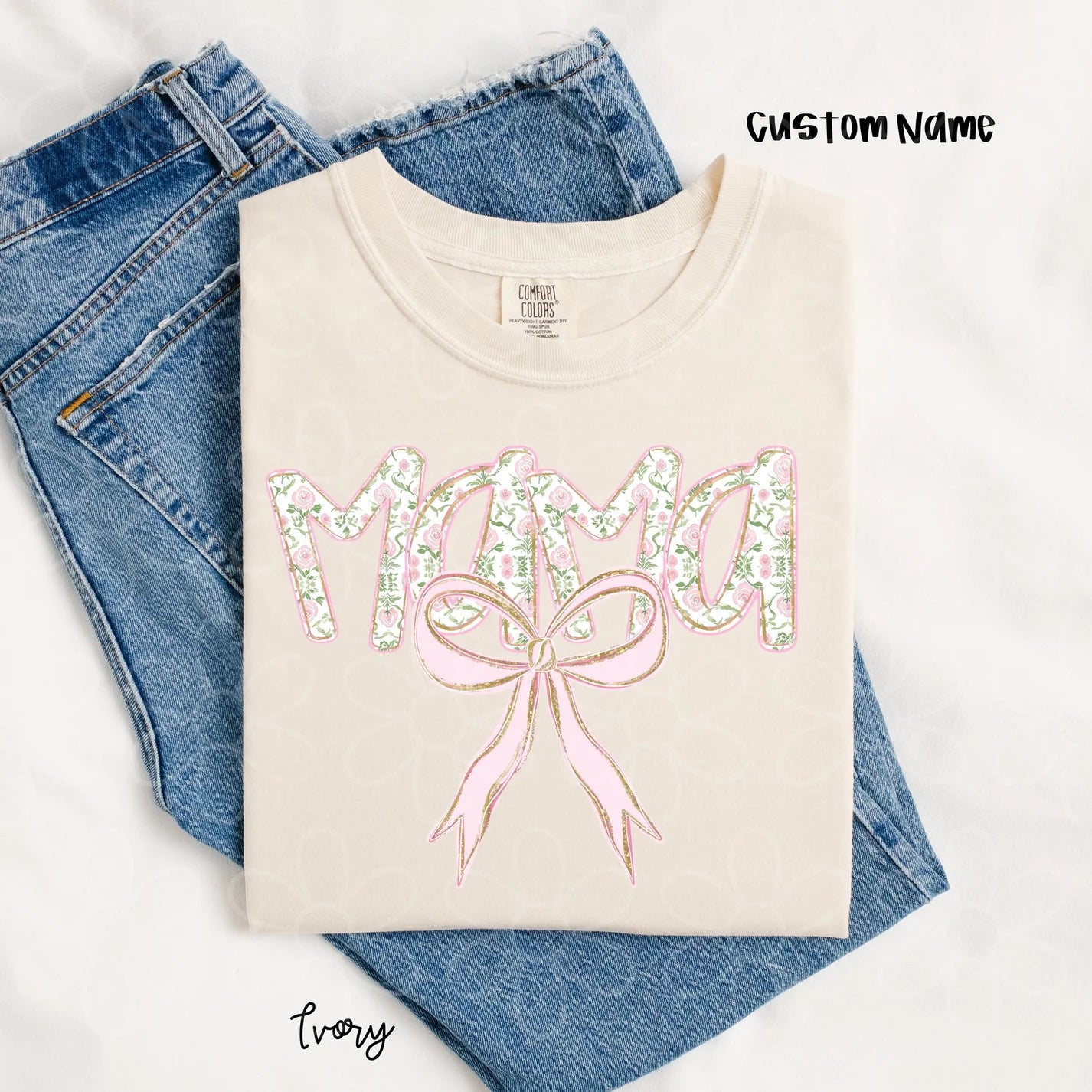 Custom Gold Glitter Pink Rose Names DTF Transfer