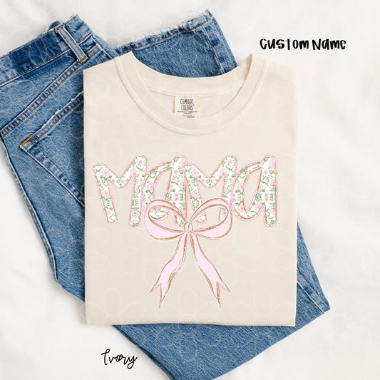 Custom Gold Glitter Pink Rose Names DTF Transfer