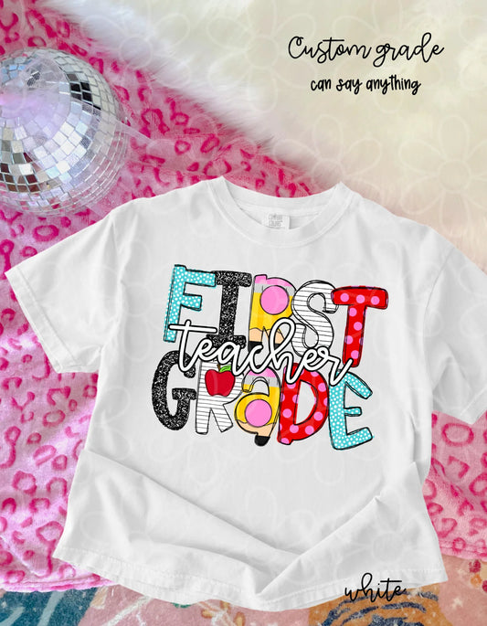 Custom Grade Teacher DTF Transfer