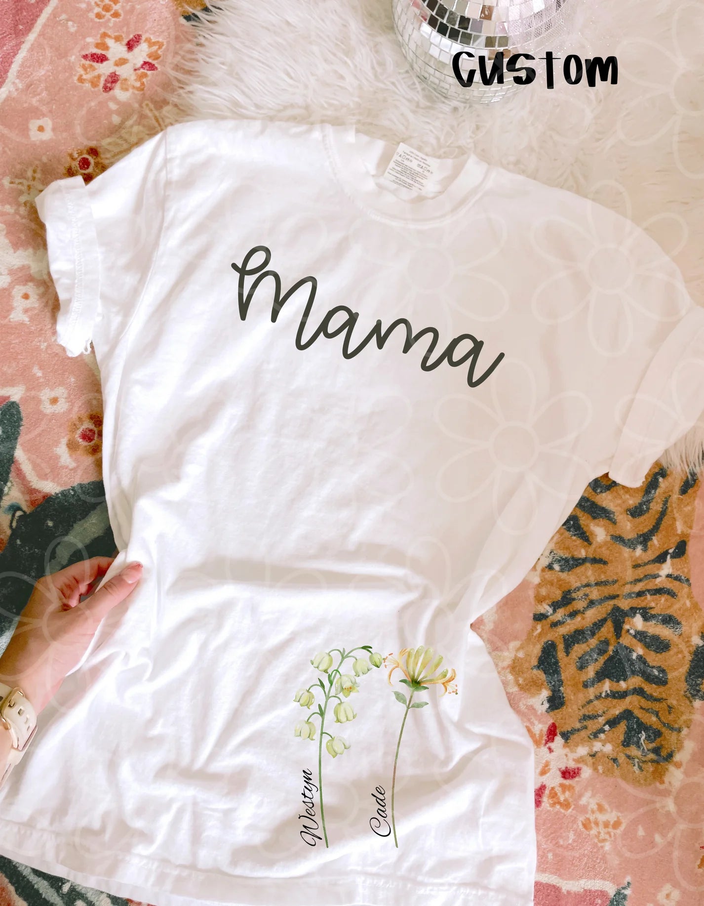 Custom Mama With Birth Flowers DTF Transfer