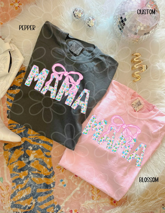 Custom Painted Bow Floral Names DTF Transfer