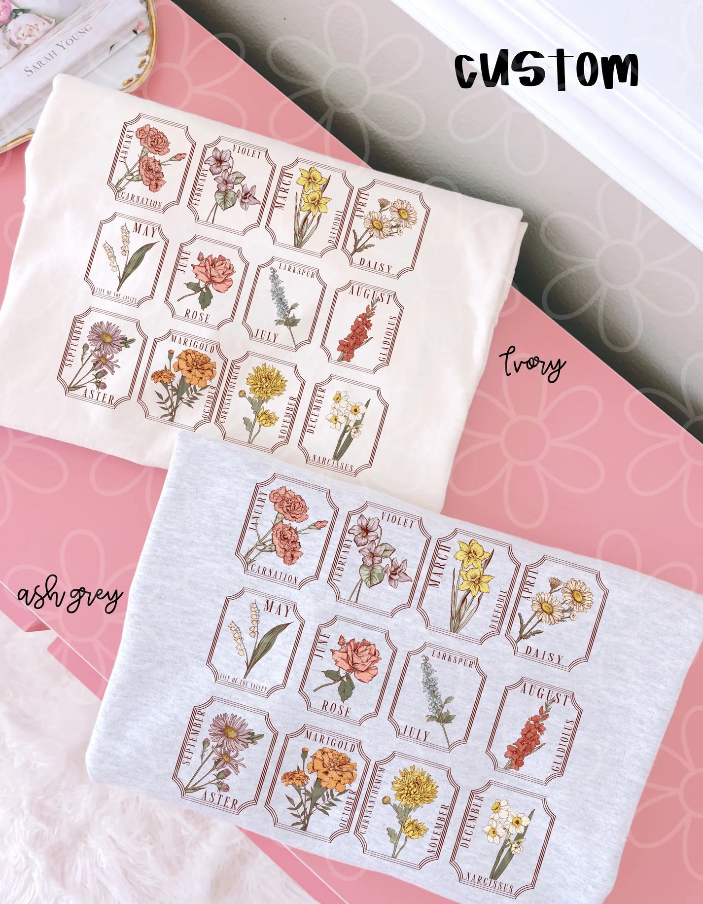 Custom Birth Month Flower DTF Transfer