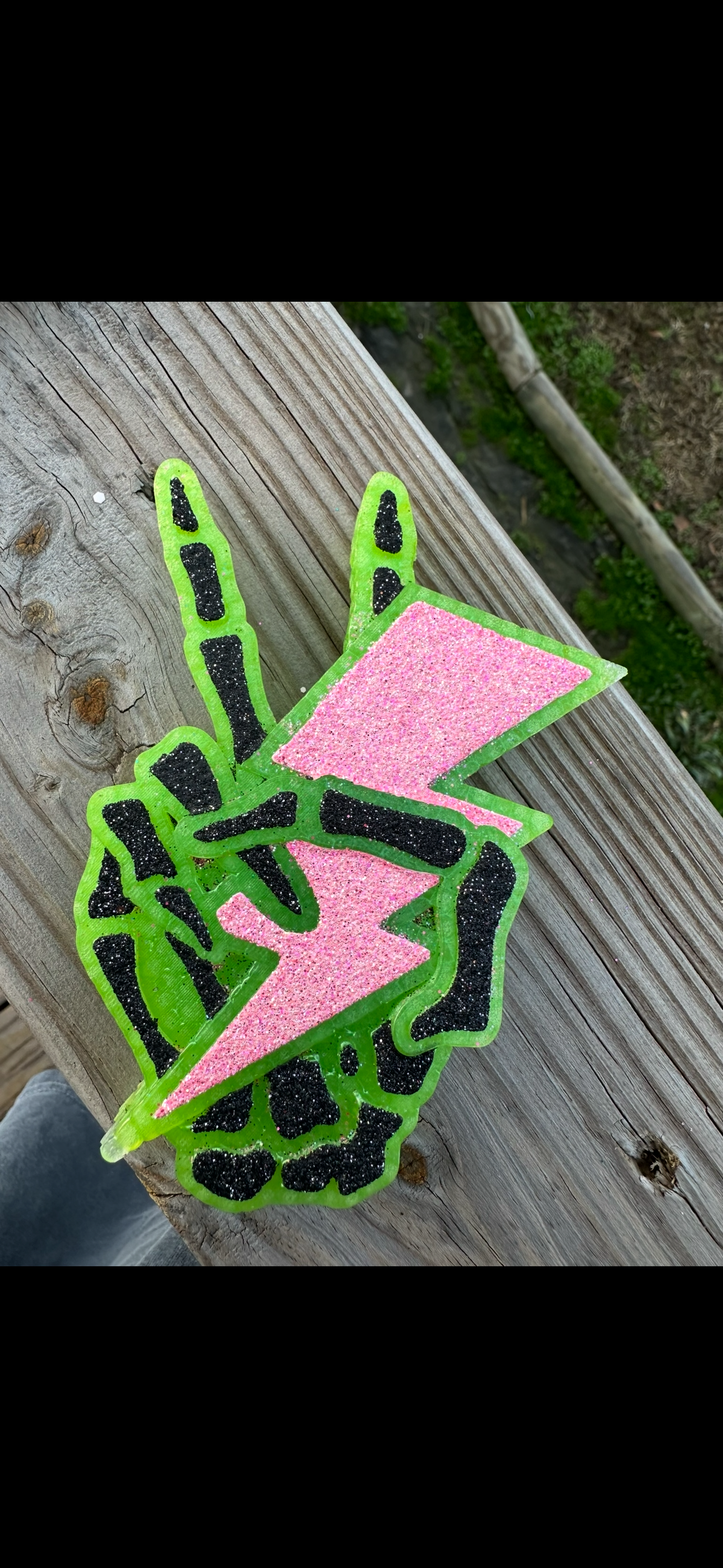 Skeleton Peace Lightning Bolt Car Freshie