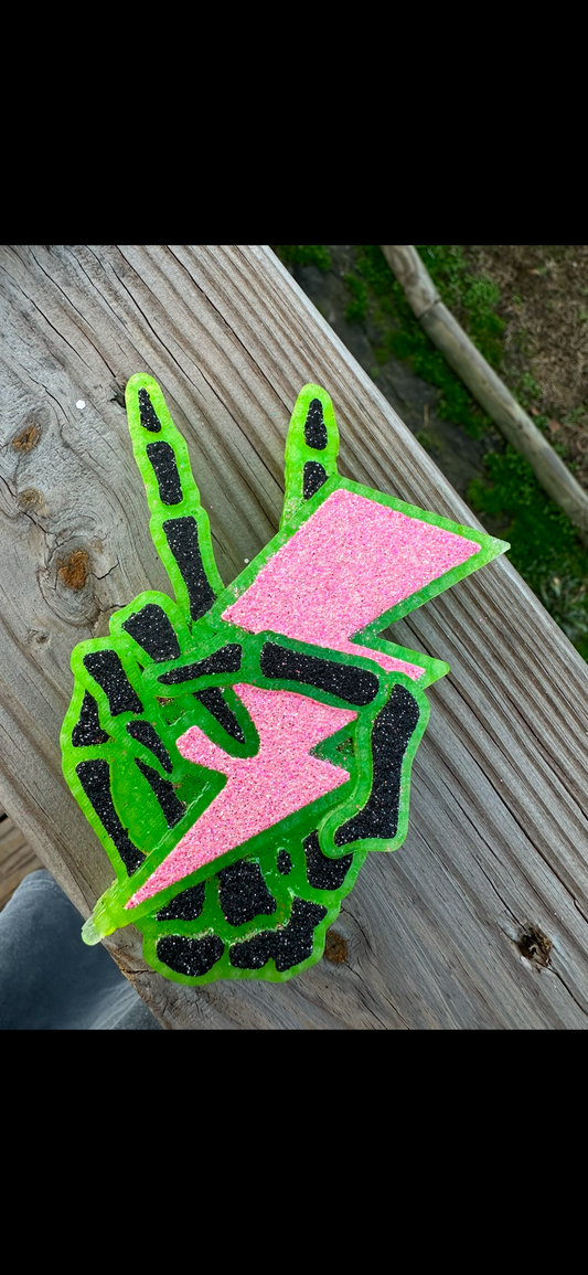 Skeleton Peace Lightning Bolt Car Freshie