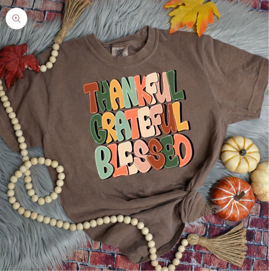 Thankful Grateful Blessed DTF Transfer Only