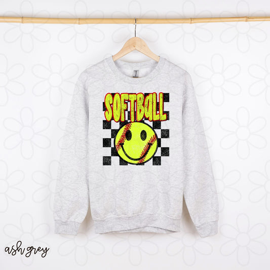 Distressed Check Softball DTF Transfer