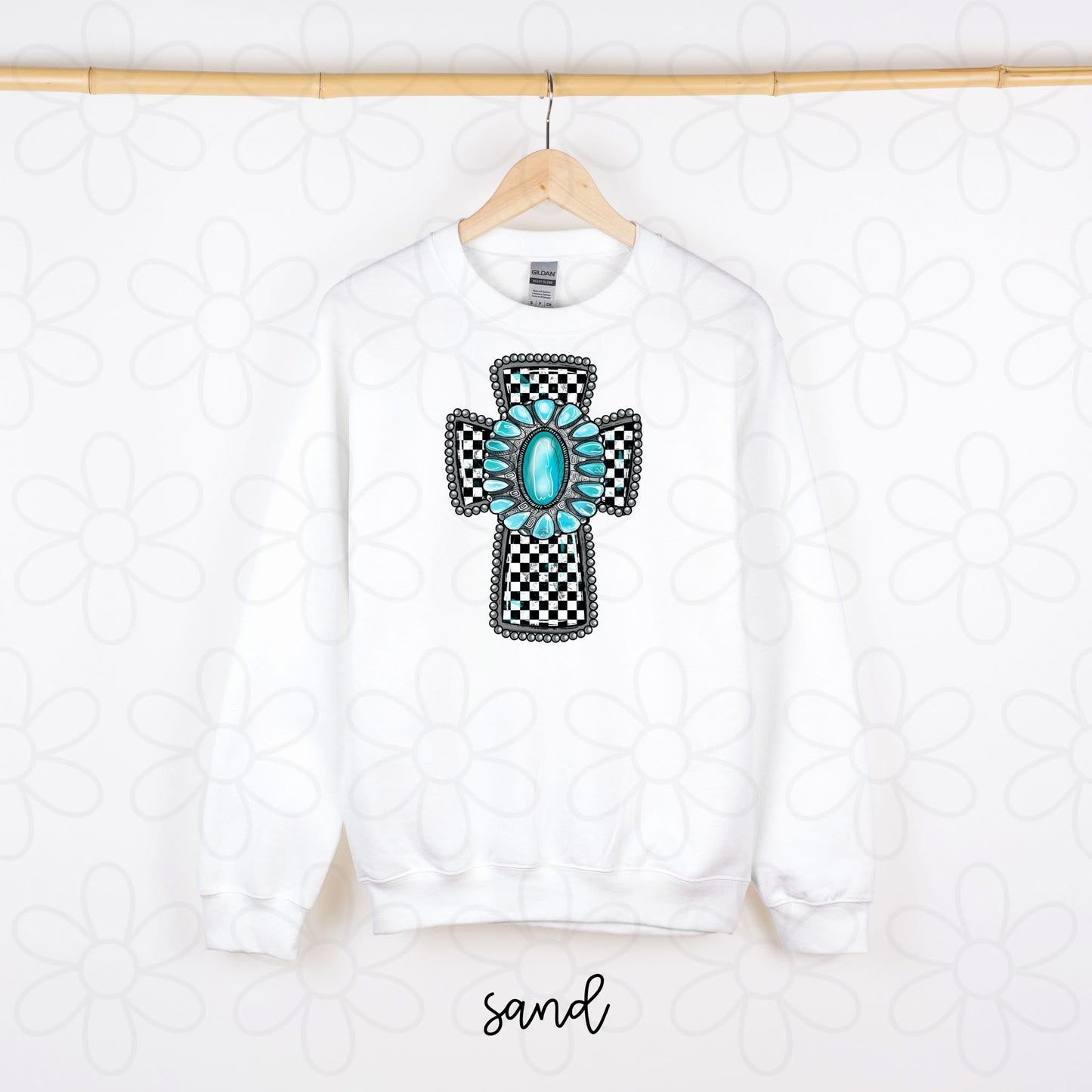 Turquoise Checker Cross DTF Transfer