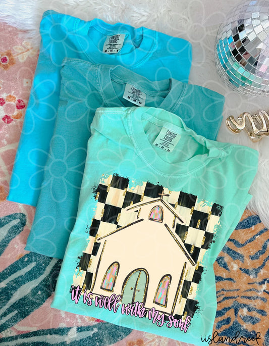 Distressed Checkered It Is Well With My Soul DTF Transfer