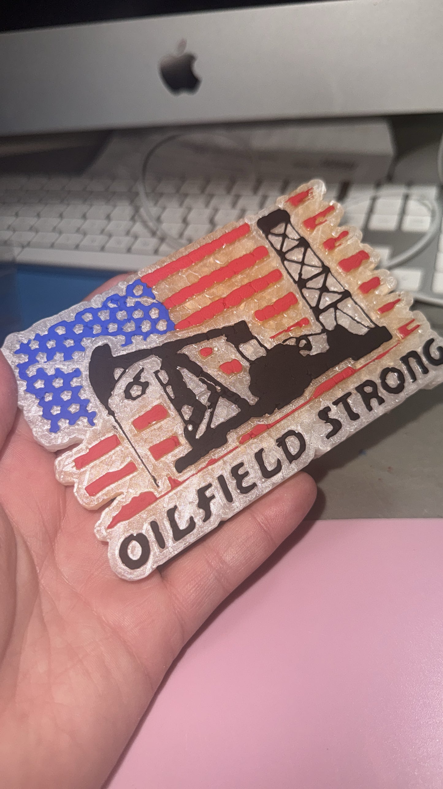 Oilfield Strong USA Flag Car Freshie