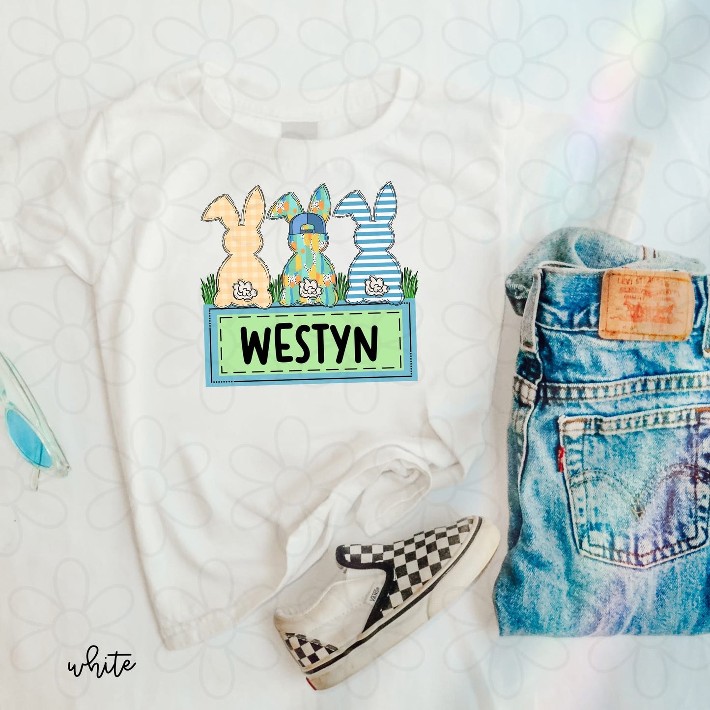 Boy Custom Bunny Trio DTF Transfer