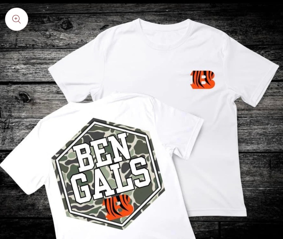 Front & Back Camo ‘Bengals’ 🏈 DTF Transfer Only