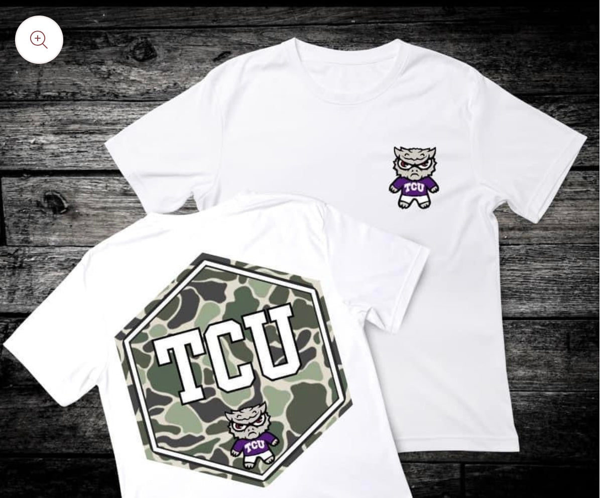 Front & Back Camo ‘TCU’ 🏈 DTF Transfer Only