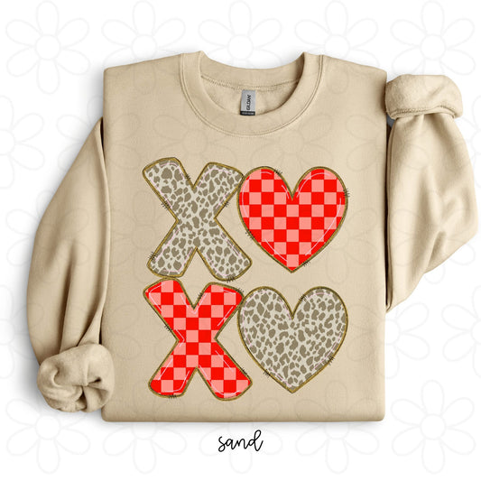 XOXO Brown & Red Leopard Check DTF Transfer
