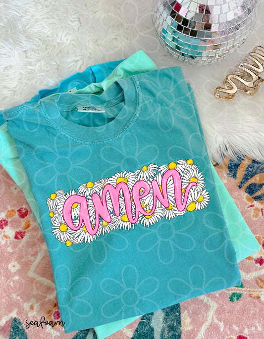 Floral Pink Amen DTF Transfer