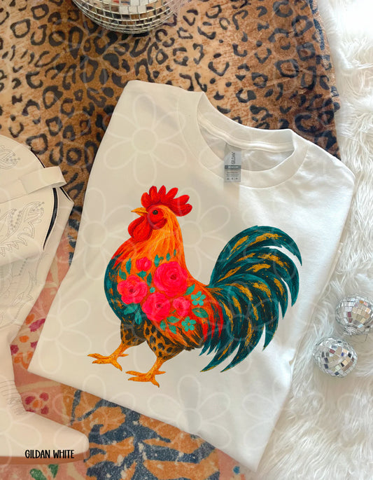Floral Rooster DTF Transfer