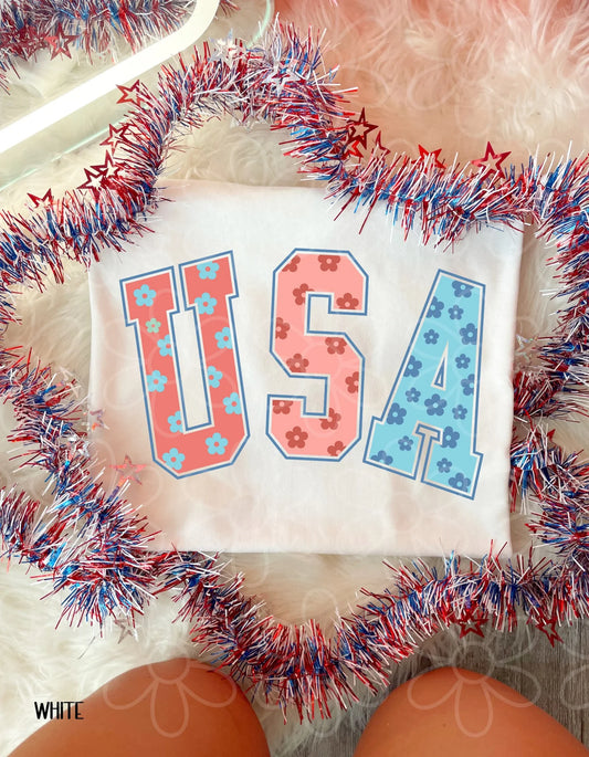 Floral USA DTF Transfer