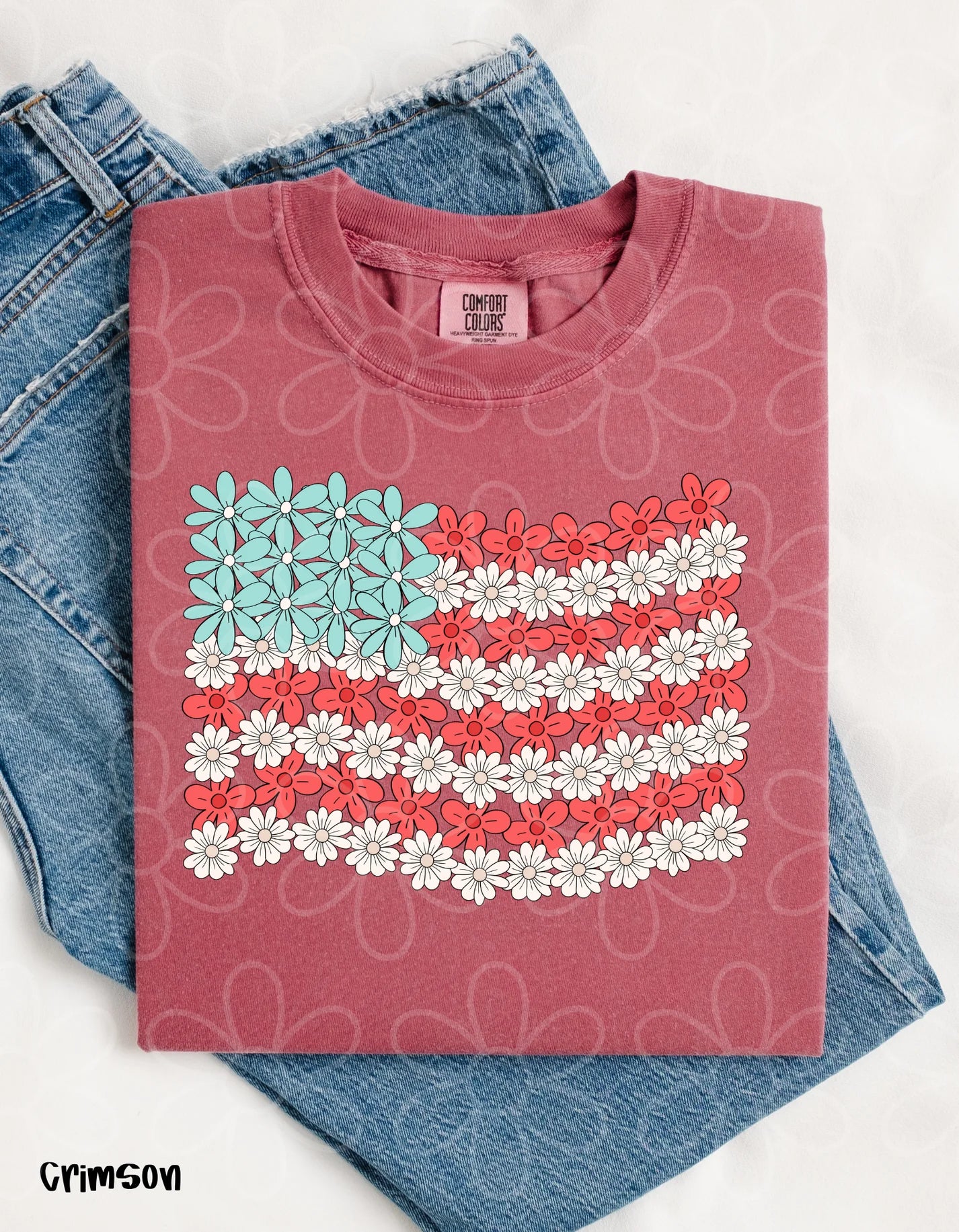 Floral USA Flag DTF Transfer