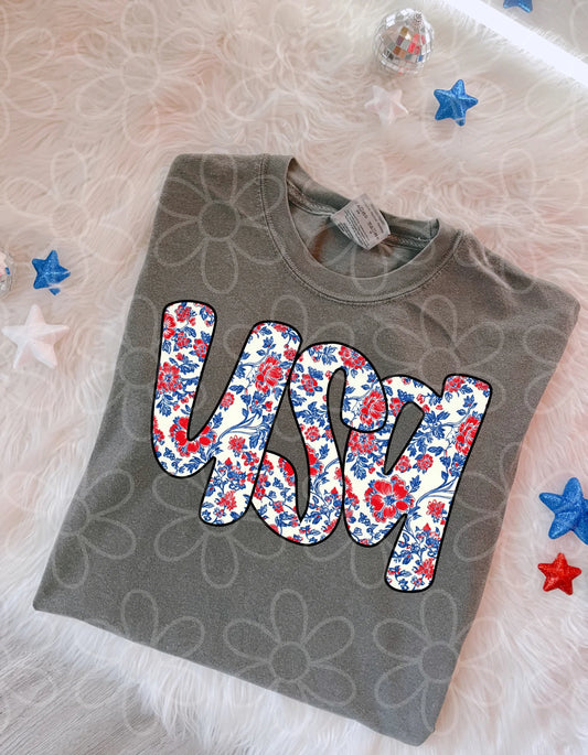 Floral USA DTF Transfer