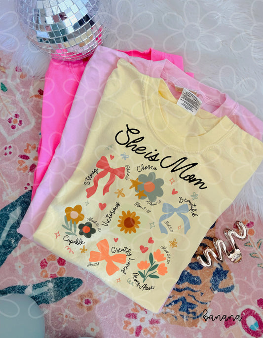 Flower Coquette She Is Mom DTF Transfer