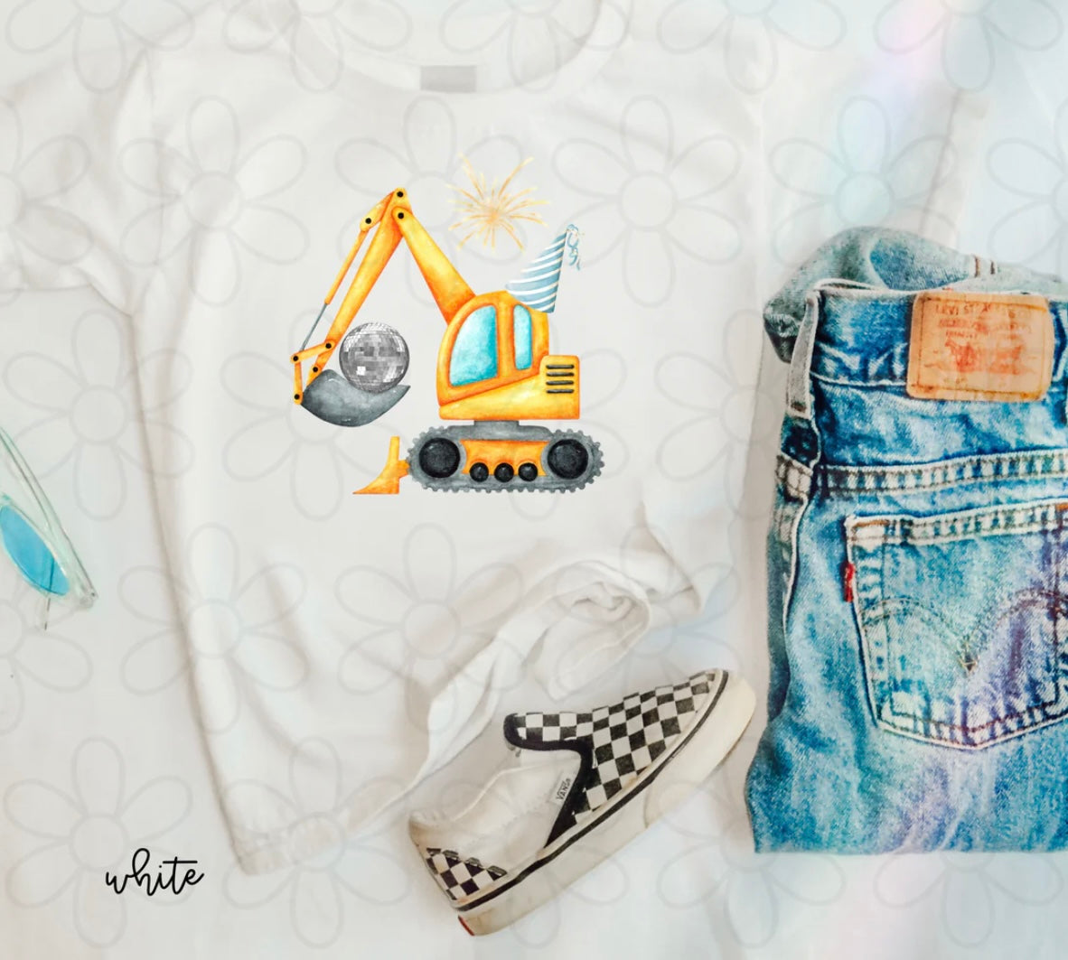 New Years Excavator DTF Transfer