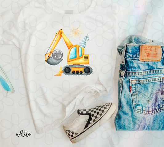 New Years Excavator DTF Transfer