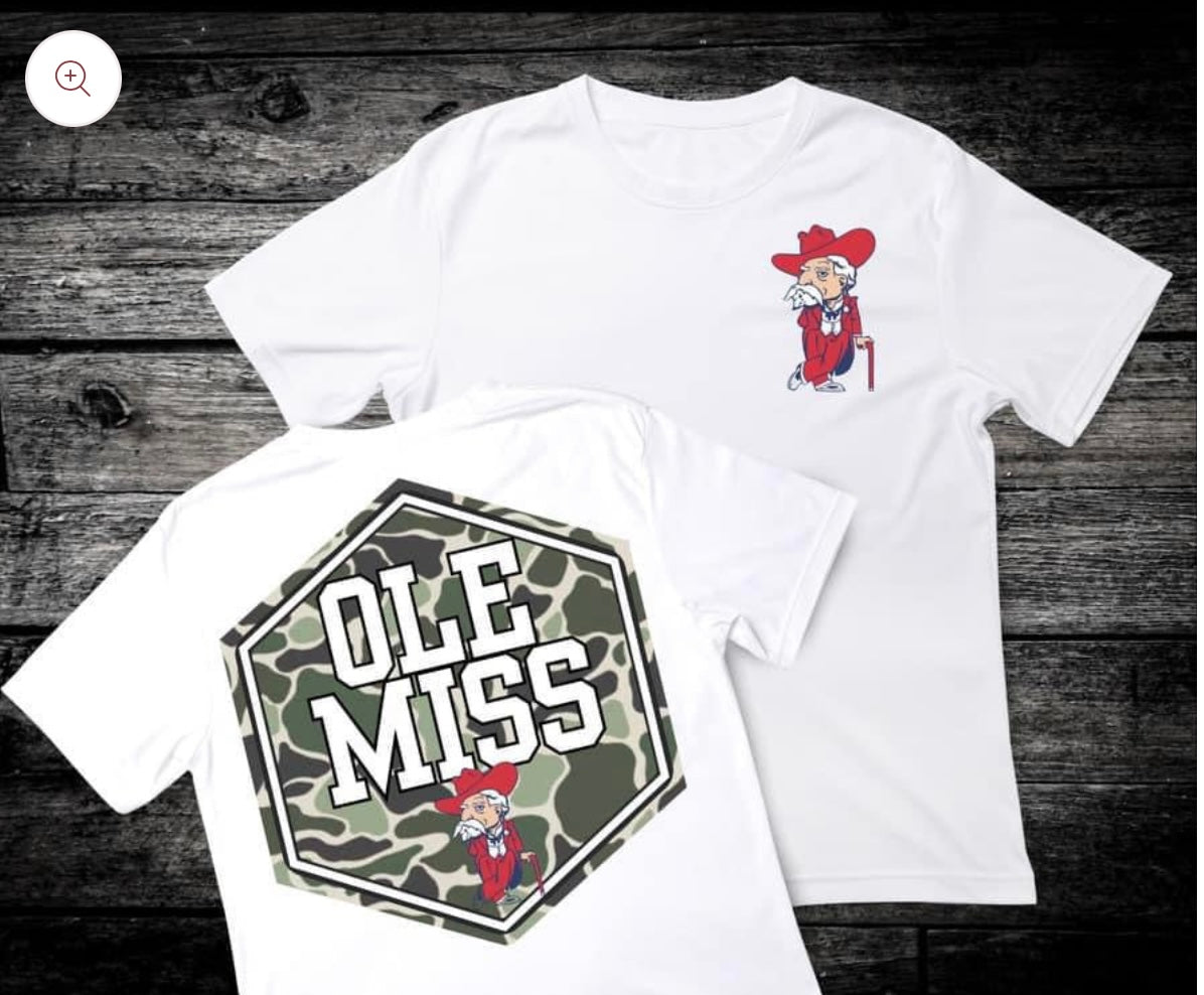 Front & Back Camo ‘Ole Miss’ 🏈 DTF Transfer Only