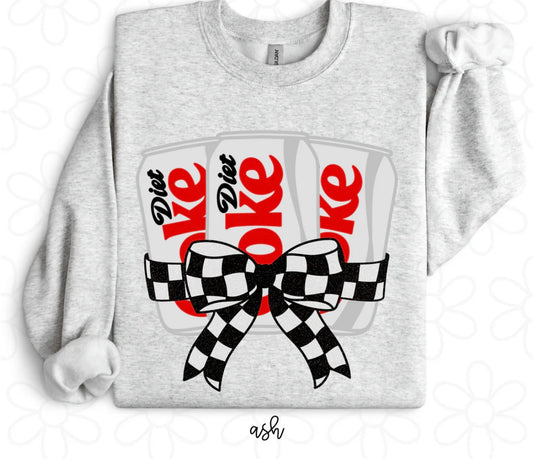 Diet Coke Glitter Check Bow DTF Transfer