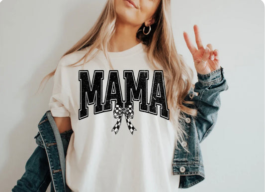 MAMA VARSITY CHECKERED   - SINGLE COLOR SCREEN PRINT