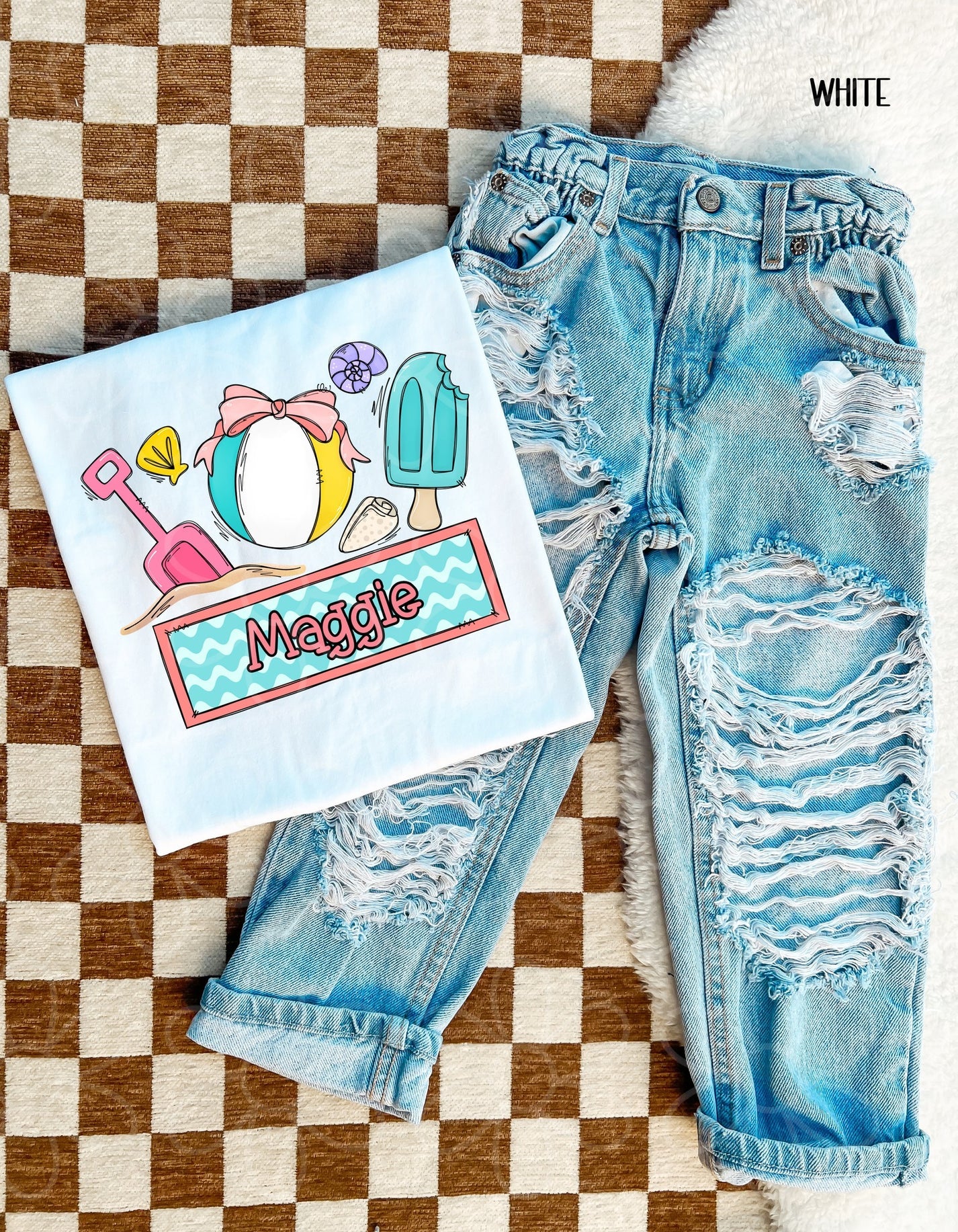 Girls Beach Custom Name DTF Transfer