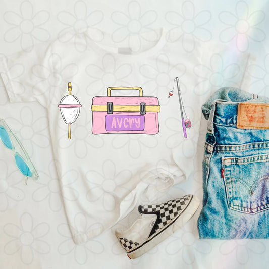 Girls Custom Name Fishing Trio DTF Transfer