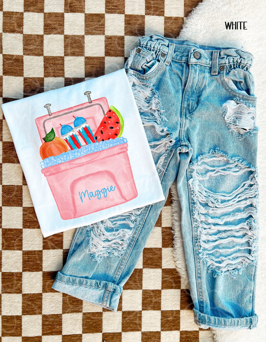 Girls Custom Name Summer Cooler DTF Transfer