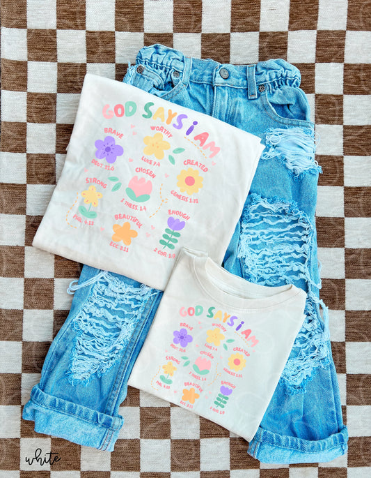 God Says I Am Floral DTF Transfer