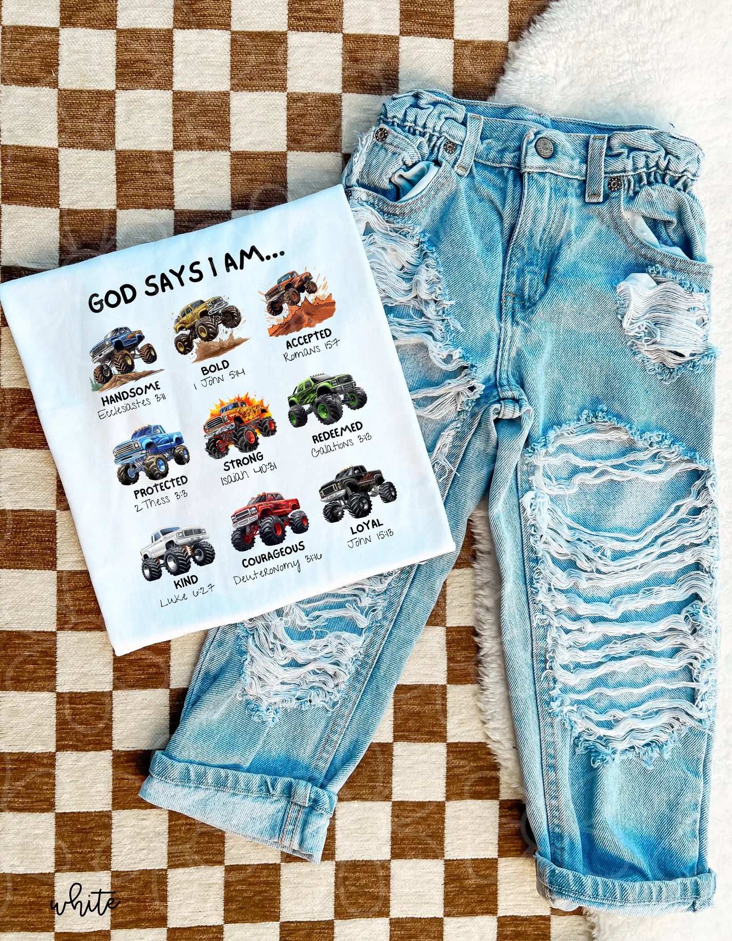 God Says I Am Monster Trucks DTF Transfer