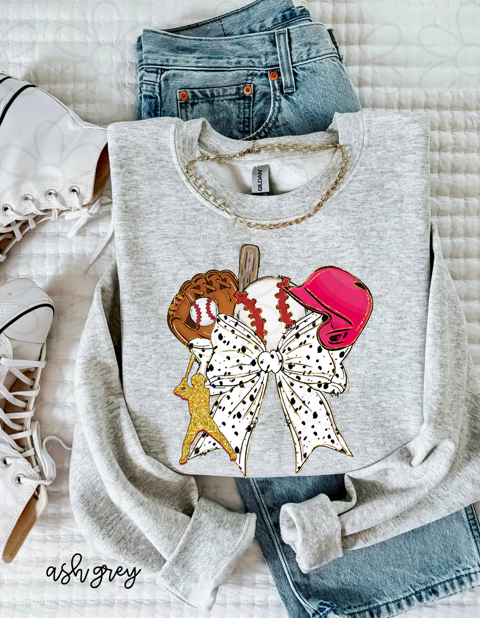 Gold Glitter Coquette Baseball DTF Transfer