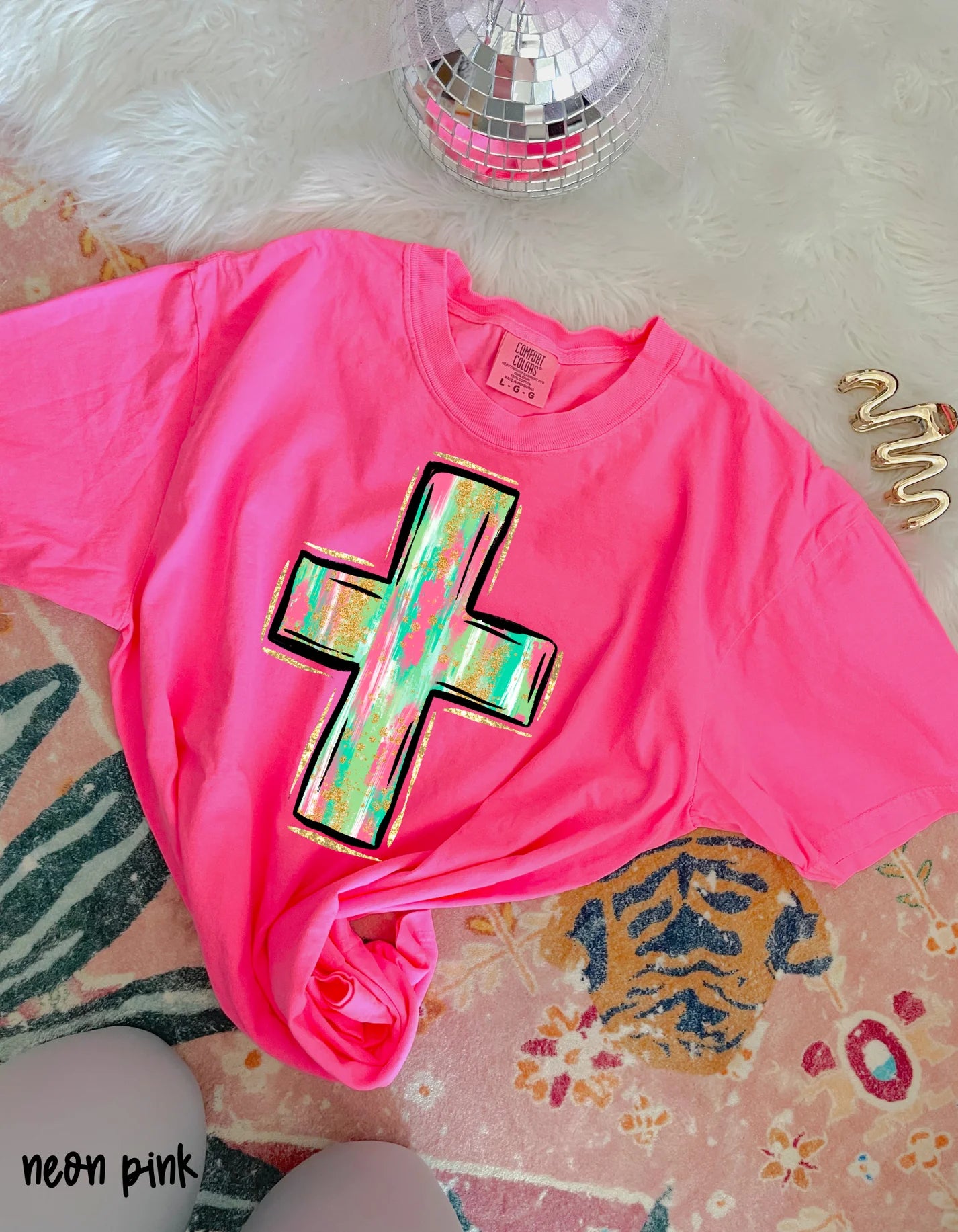 Gold Watercolor Cross DTF Transfer