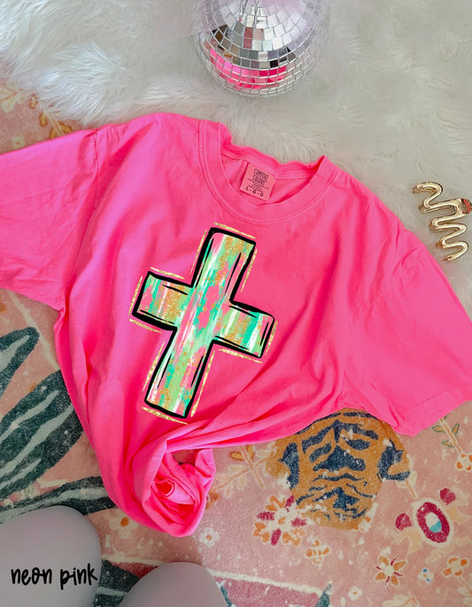 Gold Watercolor Cross DTF Transfer