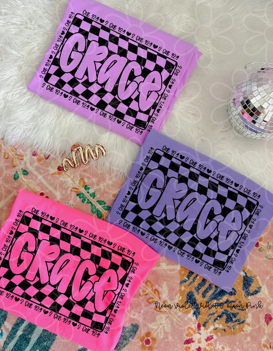 Grace Checkered DTF Transfer