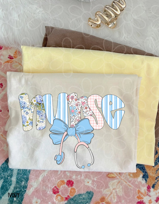 Grandmillennial Nurse With Bow DTF Transfer