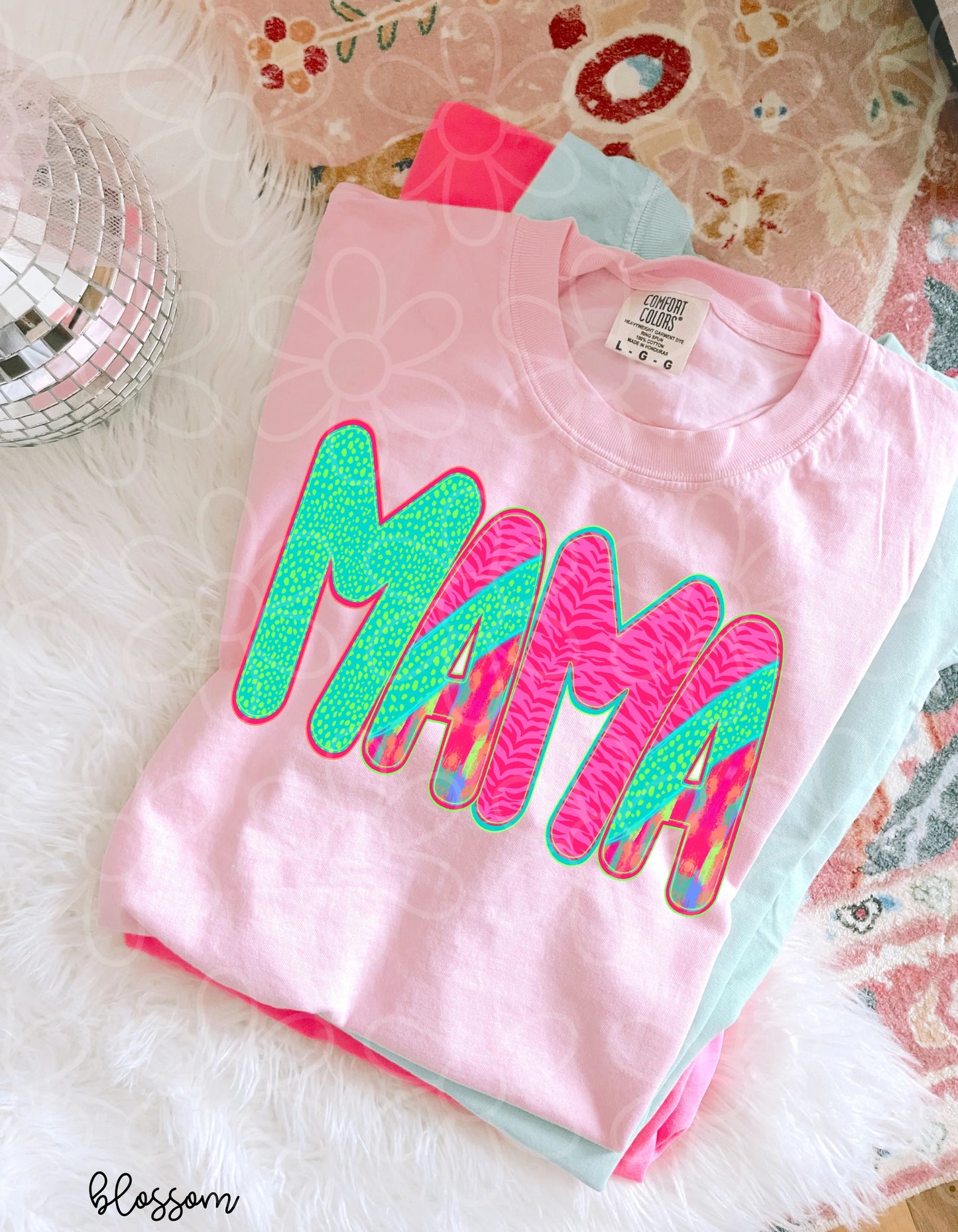 Green & Pink Leopard Brushstroke Mama DTF Transfer