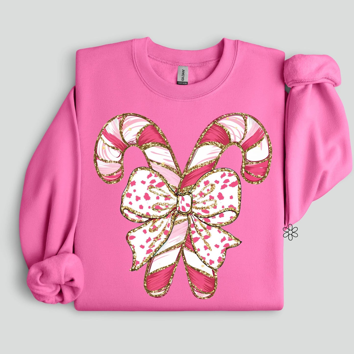 Pink Candy Canes With Bow DTF Transfer Only