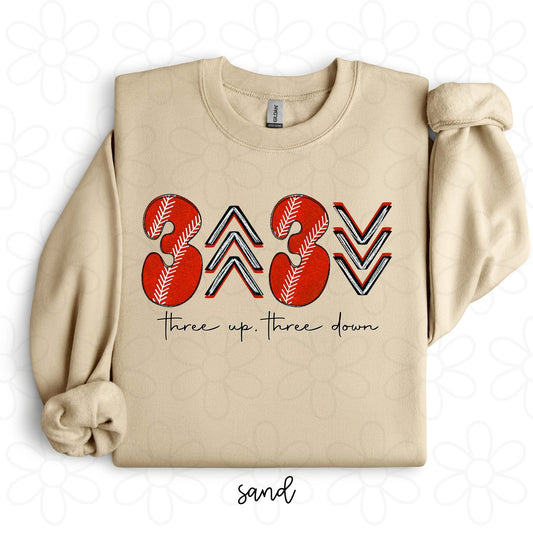 Three Up Three Down Red DTF Transfer