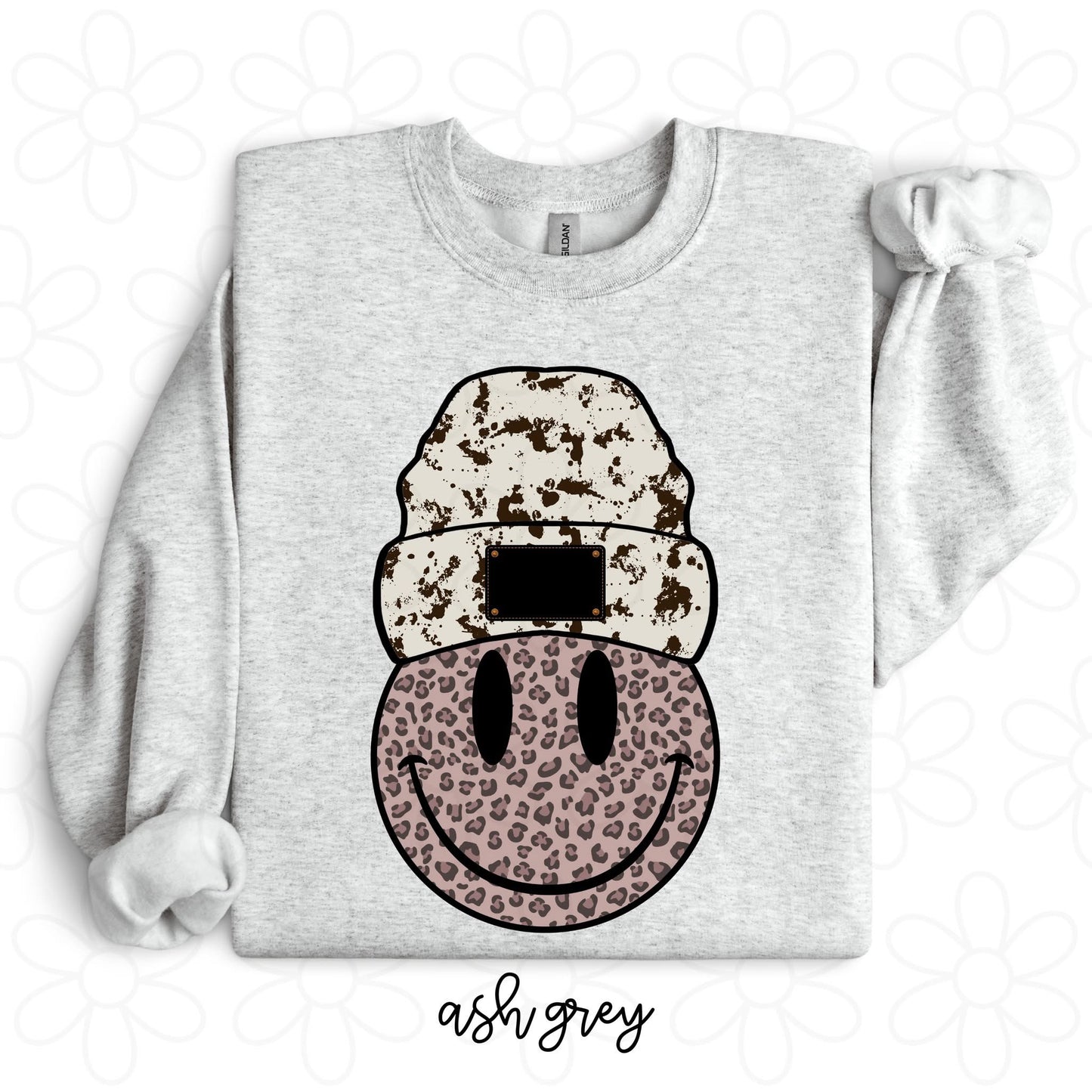 Leopard Smiley Beanie DTF Transfer