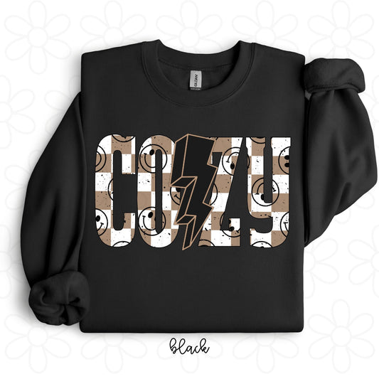 Checkered Smiley Cozy DTF Transfer