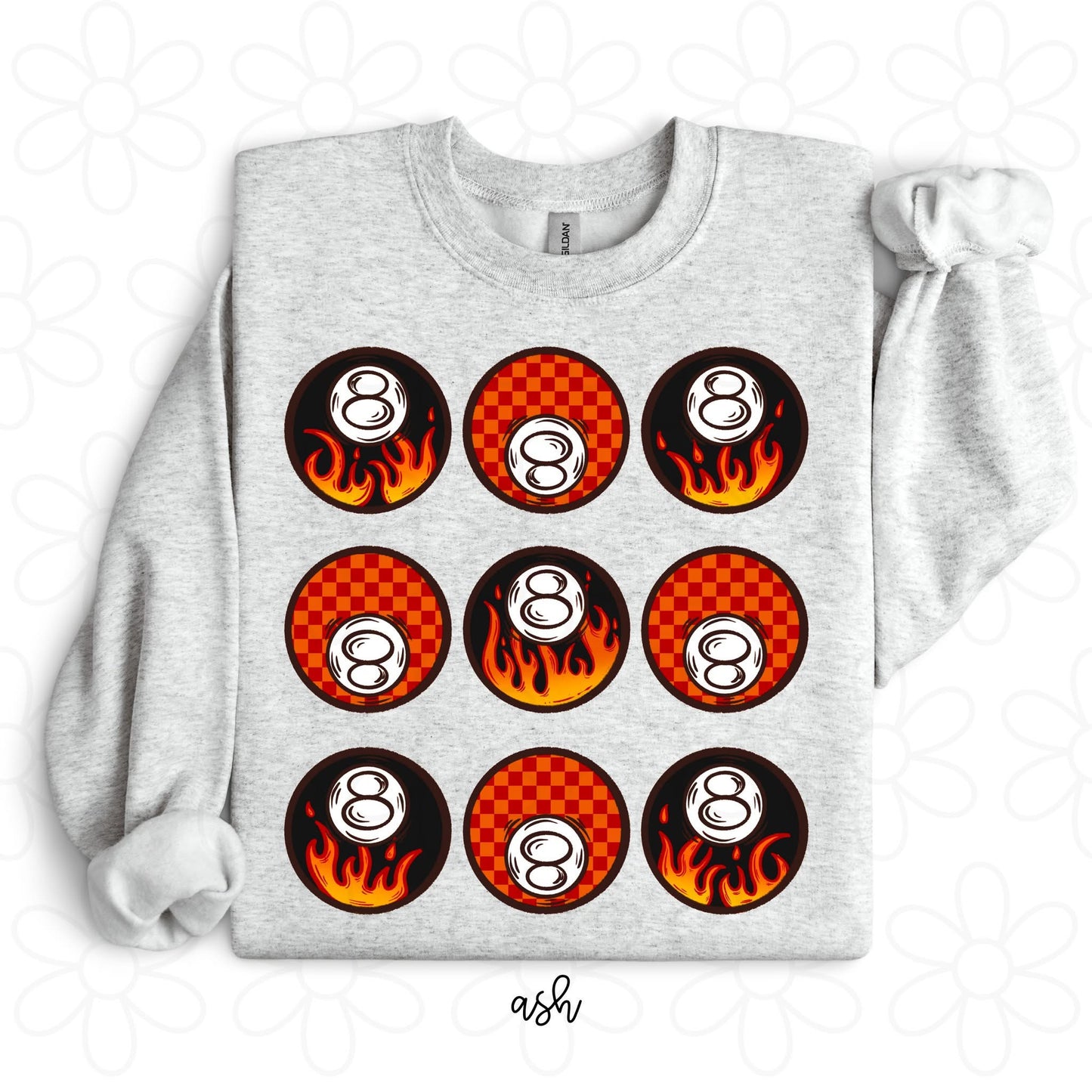 8 Ball Flames DTF Transfer