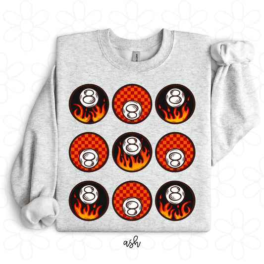 8 Ball Flames DTF Transfer