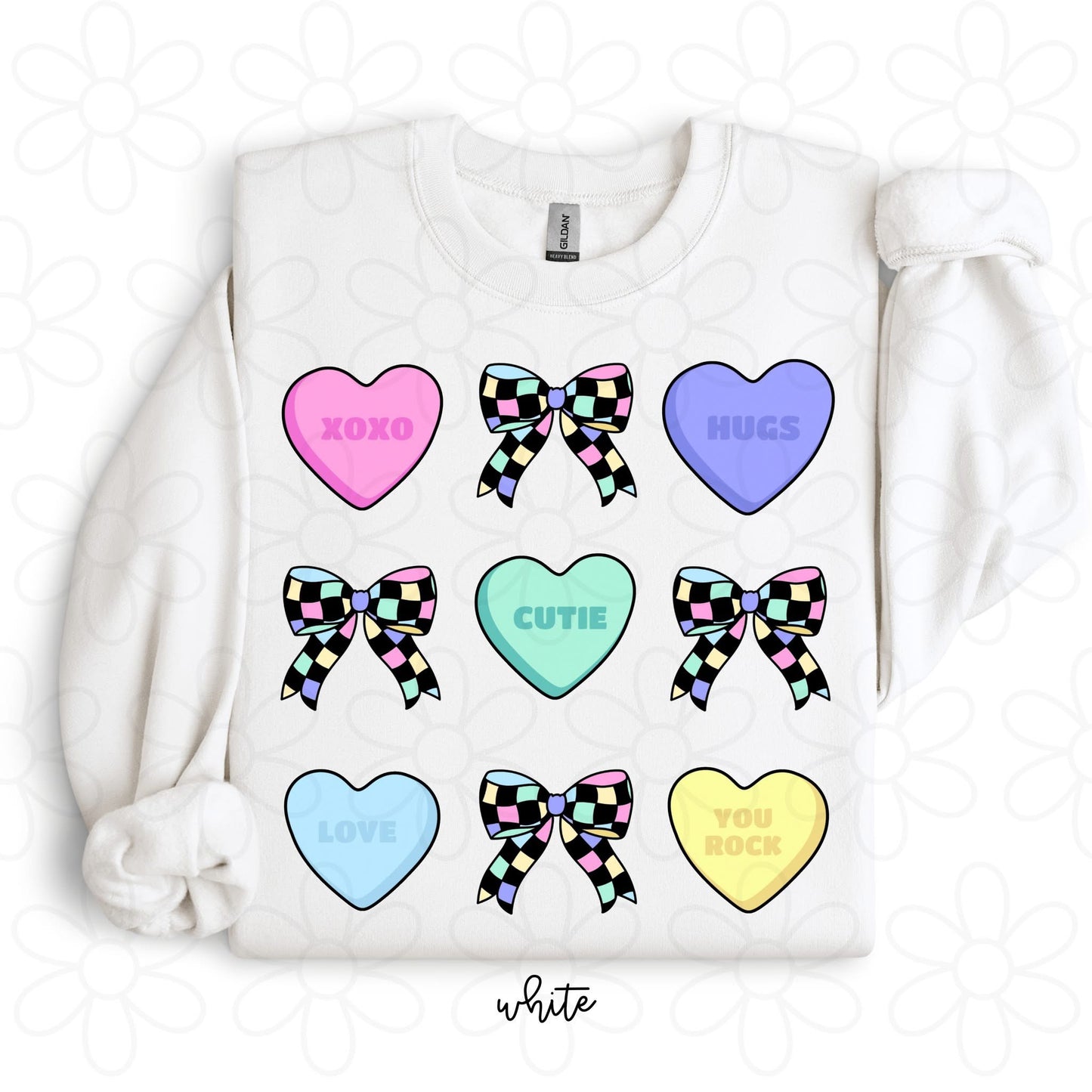 Candy Hearts Check Bows DTF Transfer